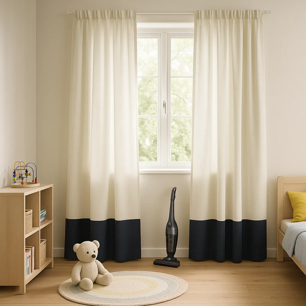 Kinderzimmer mit pflegeleichten Gardinen und Clipsystem am Fenster
