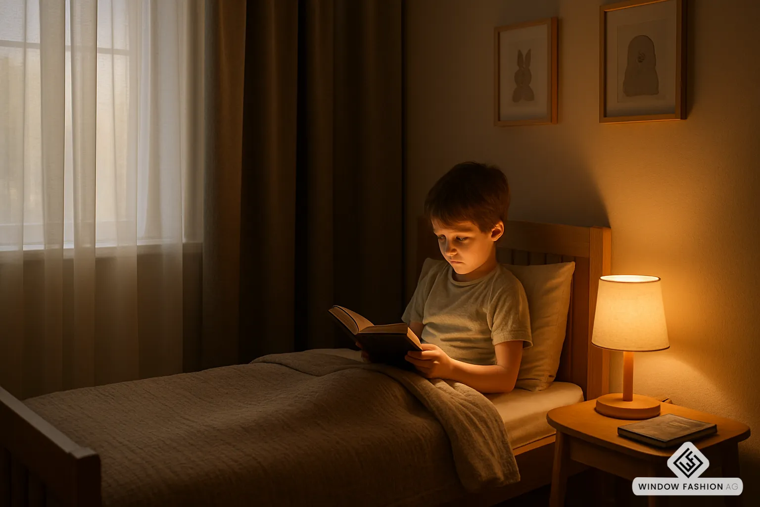 Kinderzimmer in verschiedenen Lichtstufen von Dimmung bis Blackout